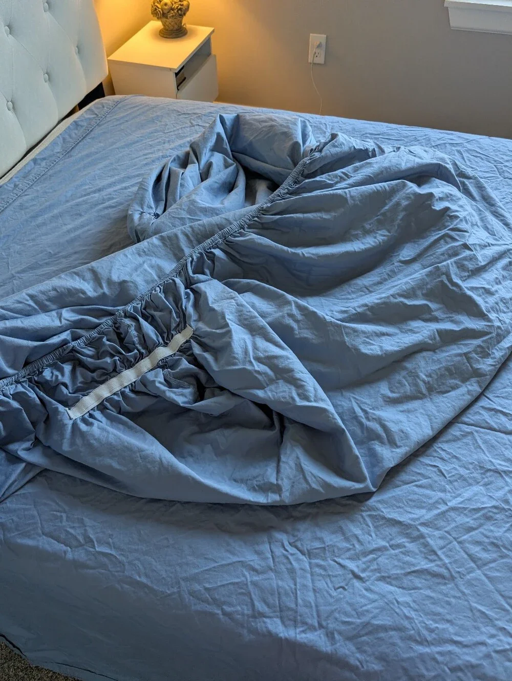 Threshold King Blue Cotton Flat & Fitted Sheet Cooling Breathable